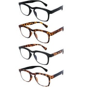 Blue Light Blocking Reading Glasses 4 Pack Computer Readers for Women Men Anti Glare UV Ray Filter Eyeglasses, 1.5